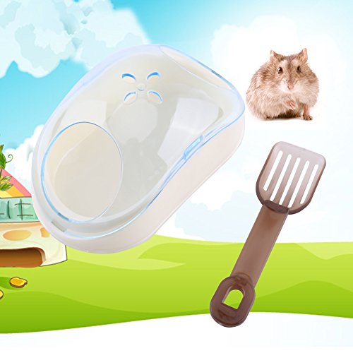 GLOGLOW Animal de Hámster Pequeño Baño de Plástico Basura Ratón Ratón Baño Habitación de Arena Sauna Baño Mascota Pequeña Caja, Tres Colores(Azul)