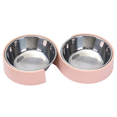 GuangLiu Comedero Perro Comederos para Perros Superficial de Gato Gato tazón de Agua Tazón de Gato Antideslizante Criado de Gato Pink