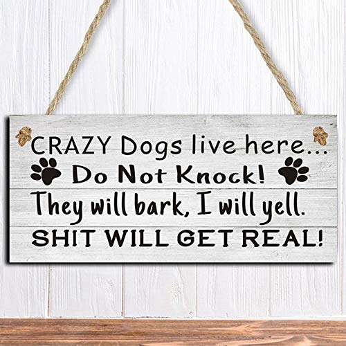 Haihui Señales para perros, perros locos, perros locos, señales para gatos, no golpean, letreros para mascotas, ladrar perros, saliva de perros