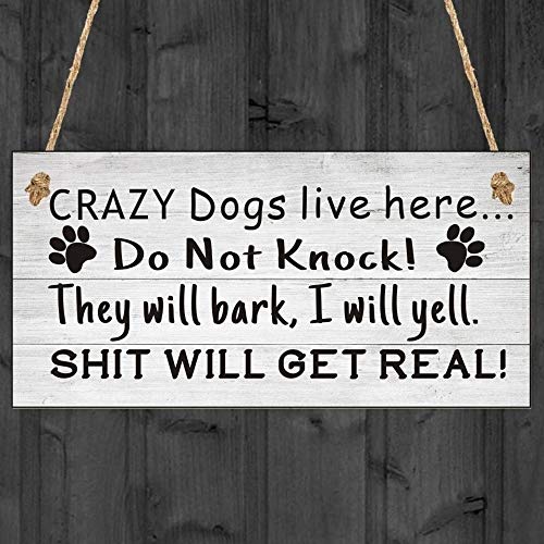 Haihui Señales para perros, perros locos, perros locos, señales para gatos, no golpean, letreros para mascotas, ladrar perros, saliva de perros