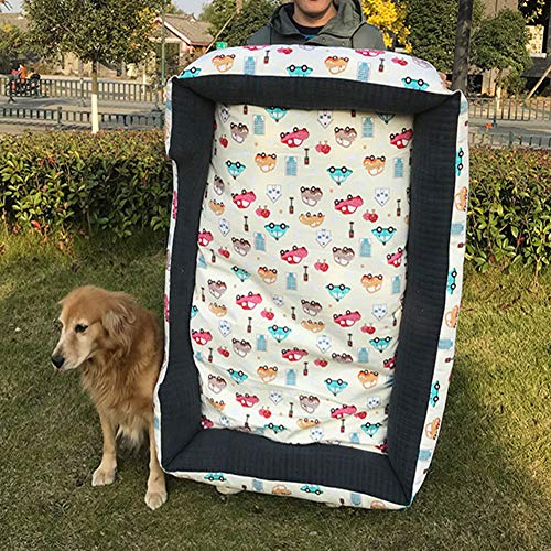 HANHAN Cama extragrande para perros de mimbre para dormir para 2 perros mayores, cuadrado, cómodo, cojín XXL, XL, mullido, lavable, cueva antiansiedad, sofá ortopédico mediano
