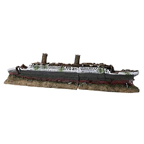 HEEPDD Decoración de Acuario, Gran Pirata Wave Runner Barco Adorno de Tanque de Peces Adorno de Barco hundido Acuario Decoraciones favorables al Medio Ambiente