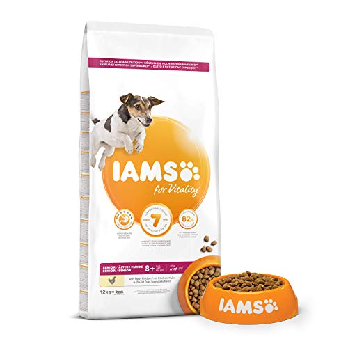 IAMS for Vitality Alimento para Perros Pequeños y Medianos de Edad Avanzada con pollo fresco, 12 kg