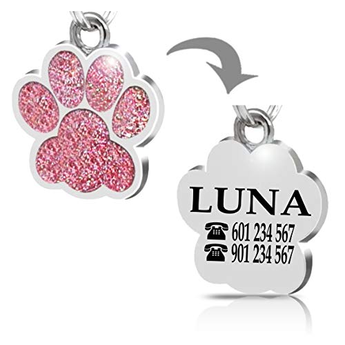 Iberiagifts - Placa Chapa de identificación Personalizada para Collar Perro Gato Mascota grabada (Verde)