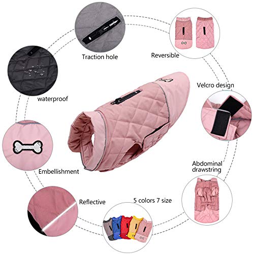 Idepet Chaqueta Impermeable para Perros Chaqueta cálida de Invierno Chaleco,Traje de Nieve a Prueba de Viento Ropa para Perros Chaleco para Mascotas Ropa para Perros con Orificio para arnés