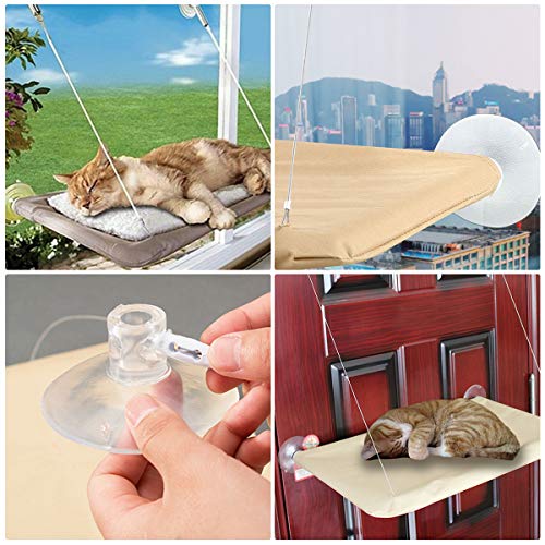 iFCOW Hamaca para ventana de gato, ventana de gato, perca, ahorro de espacio, montaje en ventana, estante para gatito