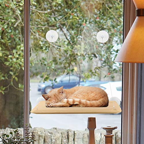 iFCOW Hamaca para ventana de gato, ventana de gato, perca, ahorro de espacio, montaje en ventana, estante para gatito