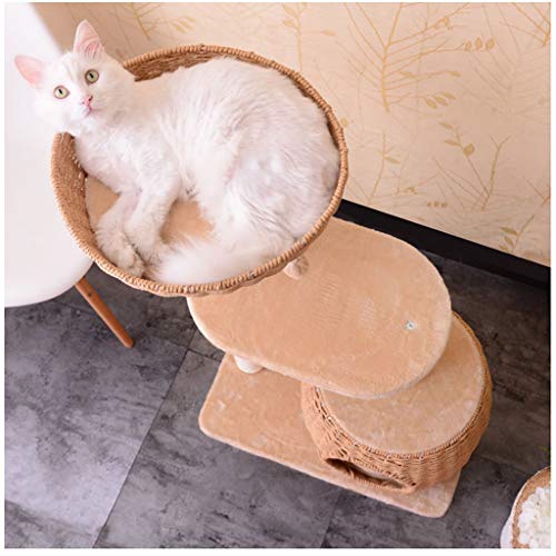 Jixi Gato Columpio Gato Rascador Rascador árbol Polo Muebles Gimnasio Juguete de la casa del Gato de la Plataforma de Salto (Color : Beige)