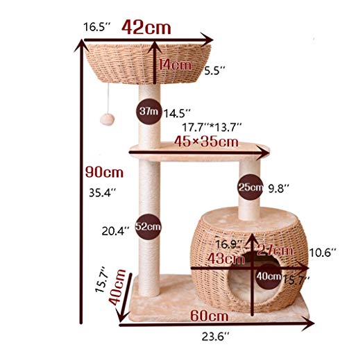 Jixi Gato Columpio Gato Rascador Rascador árbol Polo Muebles Gimnasio Juguete de la casa del Gato de la Plataforma de Salto (Color : Beige)