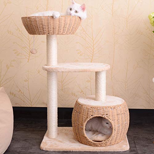 Jixi Gato Columpio Gato Rascador Rascador árbol Polo Muebles Gimnasio Juguete de la casa del Gato de la Plataforma de Salto (Color : Beige)