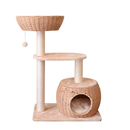 Jixi Gato Columpio Gato Rascador Rascador árbol Polo Muebles Gimnasio Juguete de la casa del Gato de la Plataforma de Salto (Color : Beige)