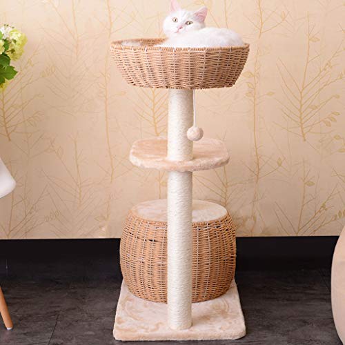 Jixi Gato Columpio Gato Rascador Rascador árbol Polo Muebles Gimnasio Juguete de la casa del Gato de la Plataforma de Salto (Color : Beige)