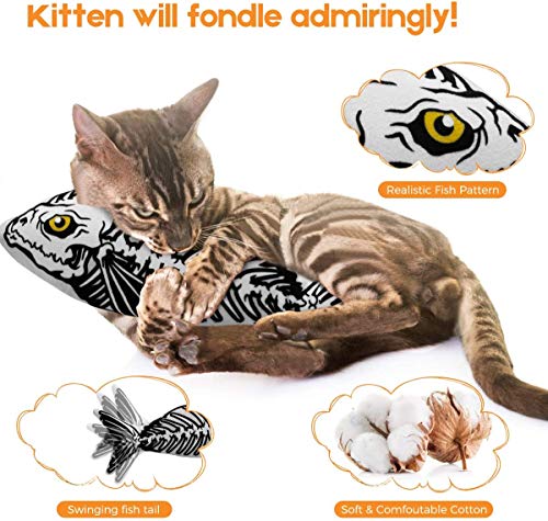 Karpo Juguetes con Hierba gatera, Simulación Realista de Felpa Pez muñeca eléctrica, Suministros interactivos Divertidos para Masticar Mascotas Flop de Gato/Gatito Gato de Juguete Juguetes Catnip