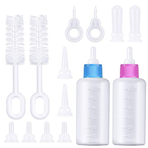 Kit de Biberón de Mascotas, Biberón Líquido para Gatos de Exprimir Kit de Tubos de Aguja y Mini Pezones de Repuesto para Gatito Perrito Herramienta de Alimentación para Mascotas Pequeñas