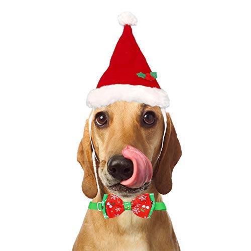 Kungfu Mall Gorro de Papá Noel ajustable para perros y gatos