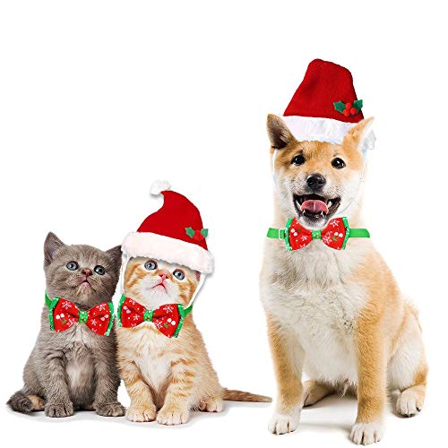 Kungfu Mall Gorro de Papá Noel ajustable para perros y gatos