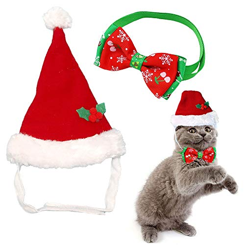 Kungfu Mall Gorro de Papá Noel ajustable para perros y gatos