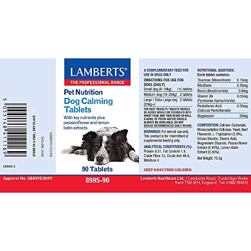 Lamberts 8995-90 Pet Nutrition Dog Calming Alimento Complementario