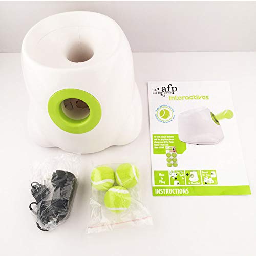 Lanzador automático de pelotas de tenis, mini máquina de lanzamiento interactiva de juguetes para perros para entrenamiento y juego de perros, 3 tipos de distancia de proyectil, 3 pelotas incluidas