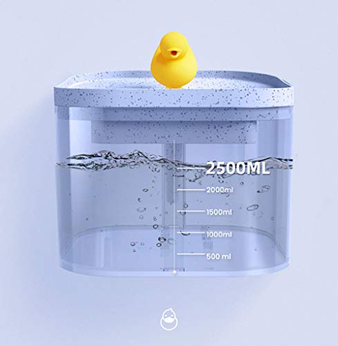 LIFF Fuente de Agua automática para Gatos y Mascotas de 2.5L Fuente de Agua para Mascotas USB Ultra silenciosa con Filtro Dispensador de Bebidas para Perros con Salida de Pato Lindo - Azul
