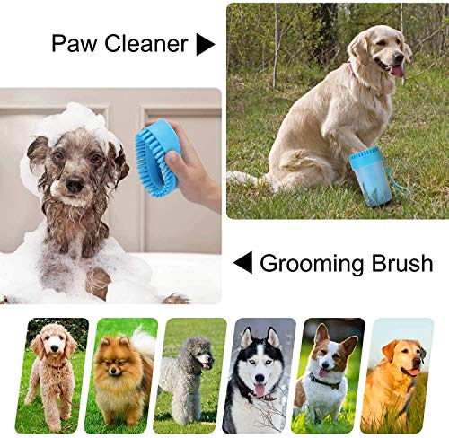 Limpiador de Huellas de Perro, Limpia Patas Perro Portátil,Lavadora de pies de Perro, Taza de Limpieza para Mascotas, Limpiador de Patas para Perro Gato con Toalla (blue)