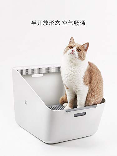 L.J.JZDY Aseo Gato Bandeja La Basura plástica del Gato Caja Aseo Conejo Grande Semi-Cerrado bandejas Aseo Bedpan Arenero Gato Cerrado Pet Products Caja de Arena (Color : Blanco, Size : Gratis)