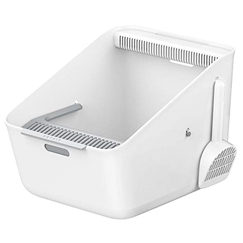 L.J.JZDY Aseo Gato Bandeja La Basura plástica del Gato Caja Aseo Conejo Grande Semi-Cerrado bandejas Aseo Bedpan Arenero Gato Cerrado Pet Products Caja de Arena (Color : Blanco, Size : Gratis)