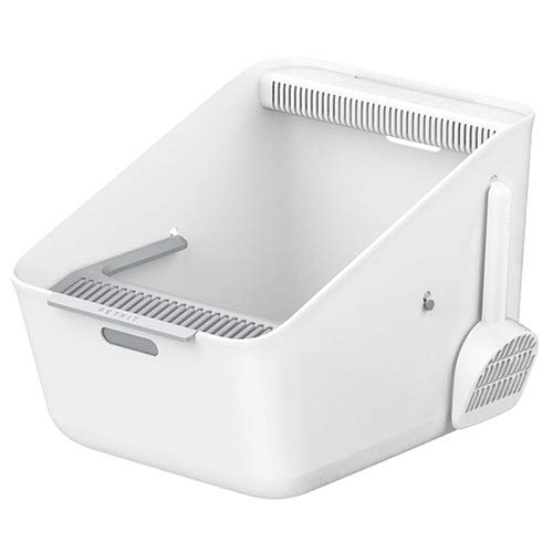 L.J.JZDY Aseo Gato Bandeja La Basura plástica del Gato Caja Aseo Conejo Grande Semi-Cerrado bandejas Aseo Bedpan Arenero Gato Cerrado Pet Products Caja de Arena (Color : Blanco, Size : Gratis)