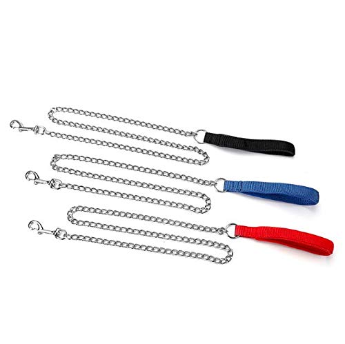 Louvra Correas Perro Cadena Hierro Nylon Cuerda de Tracción, Color Azul