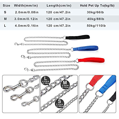 Louvra Correas Perro Cadena Hierro Nylon Cuerda de Tracción, Color Azul