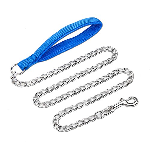 Louvra Correas Perro Cadena Hierro Nylon Cuerda de Tracción, Color Azul
