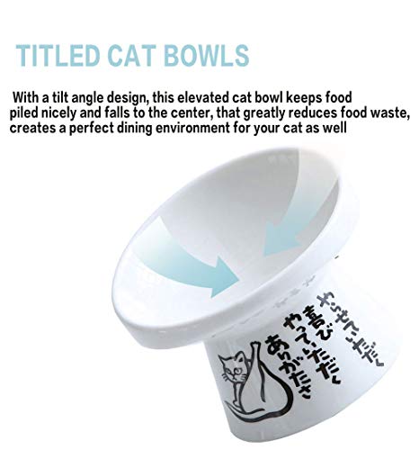 lovecabin Comedero Gato Elevado Inclinado, Comedero Ortopedico para Gatos Tazon Antivomito Gatos,para Proteger La Columna Vertebral del Cuello del Gatito Y Perrito#1-M