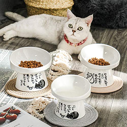 lovecabin Comedero Gato Elevado Inclinado, Comedero Ortopedico para Gatos Tazon Antivomito Gatos,para Proteger La Columna Vertebral del Cuello del Gatito Y Perrito#1-M