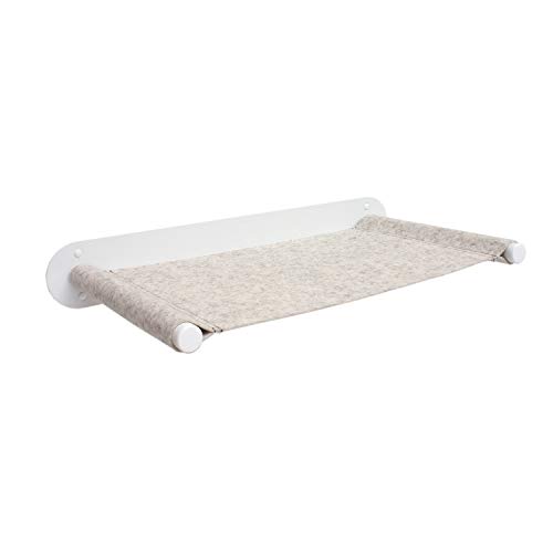 LucyBalu X Choupette I Edición Limitada I Hamaca para Gato I Hamaca de Pared 65 x 10 x 35 cm I Metal Recubierto de Polvo y Fieltro de Lana Natural (Blanco/Champagne Melange)