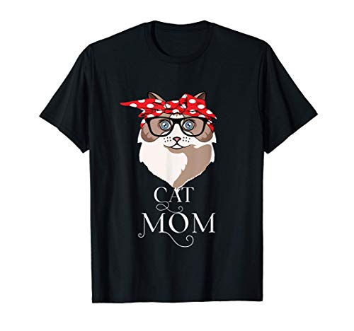 Mamá Gato con Bandana - Gato Ragdoll Divertido Camiseta