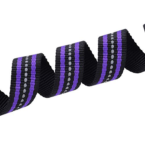 Mile High Life Combo Pack de Collar de Correa para Perro Raya Reflectante 3M (L, Morado 4)