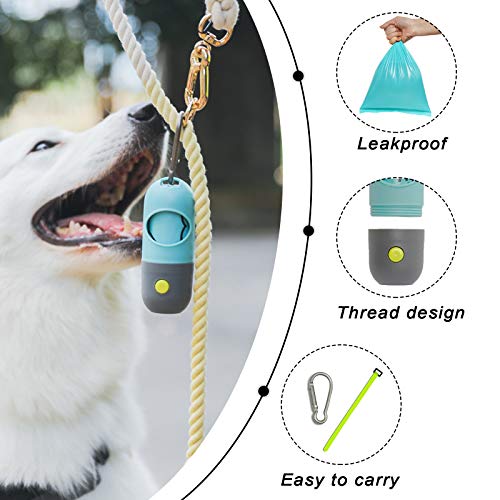 Morn Light Portabolsillos con linterna LED para mascotas, dispensador de bolsas con mosquetón, pañales y bolsas de basura, distribuidor con cierre ajustable, 2 unidades