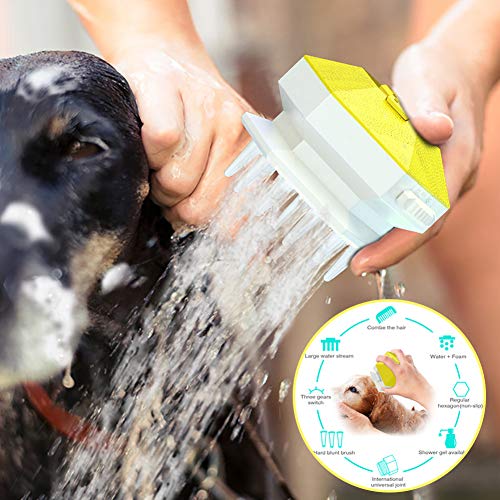 NALCY Rociador de Ducha para Perros, Cepillo de Baño para Animales de Compañía, Alcachofa de Ducha Multifunción, Herramienta de Baño para Mascotas, para Perro, Gatos