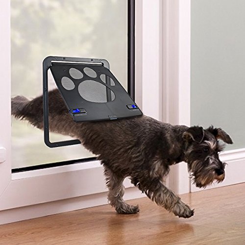 Namsan Puerta de pantalla para gatos – Tamaño interior de 21 x 26,4 cm, puerta corredera con solapa magnética para puertas exteriores, puerta de gato con cerradura