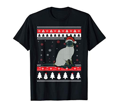 Navidad Gato Siamese Mascota Camiseta