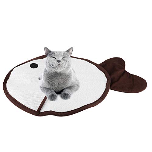 Nimomo Almohadilla para rascar de Gato - Sisal Cáñamo Forma de pez Mascota Gato Almohadilla para raspar Garras abrasivas Cojín Rascador con Hierba gatera