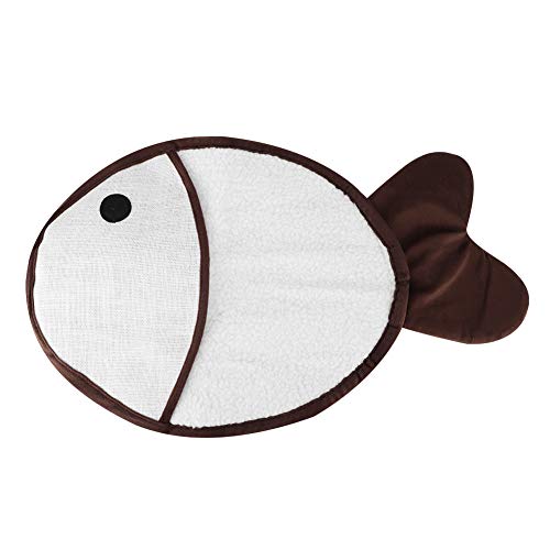 Nimomo Almohadilla para rascar de Gato - Sisal Cáñamo Forma de pez Mascota Gato Almohadilla para raspar Garras abrasivas Cojín Rascador con Hierba gatera