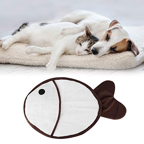Nimomo Almohadilla para rascar de Gato - Sisal Cáñamo Forma de pez Mascota Gato Almohadilla para raspar Garras abrasivas Cojín Rascador con Hierba gatera