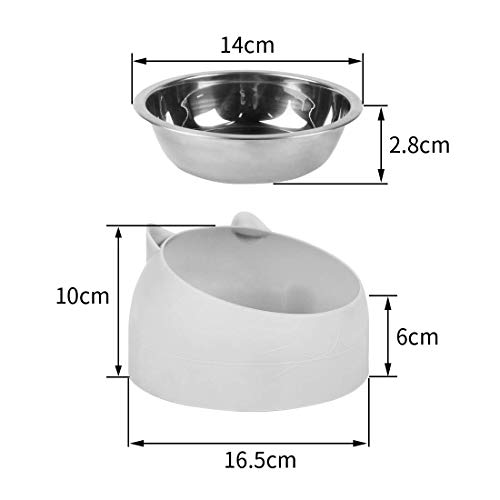 O-Kinee Cuenco del Gato, Tazones para Gatos Antivomitos, Comedero Gato 15° Inclinable Tazón, Cuenco de Alimentación para Gatos, Comederos Perros Gatos, Acero Inoxidable, Base Antideslizante 200 ML
