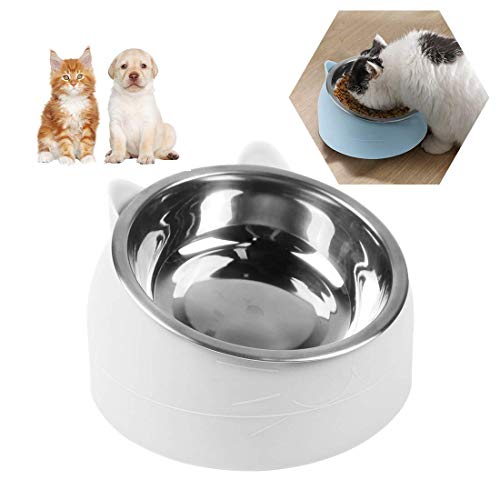 O-Kinee Cuenco del Gato, Tazones para Gatos Antivomitos, Comedero Gato 15° Inclinable Tazón, Cuenco de Alimentación para Gatos, Comederos Perros Gatos, Acero Inoxidable, Base Antideslizante 200 ML