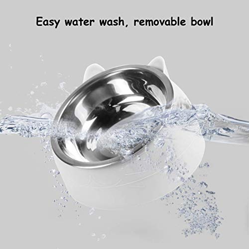 O-Kinee Cuenco del Gato, Tazones para Gatos Antivomitos, Comedero Gato 15° Inclinable Tazón, Cuenco de Alimentación para Gatos, Comederos Perros Gatos, Acero Inoxidable, Base Antideslizante 200 ML