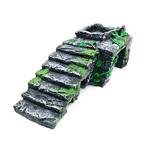 OMEM Caja de cría de reptiles, hábitat, decoración de terrario, escondite de tortuga, rampa para tomar el agua, cuenco de alimentación, humidificar las cuevas