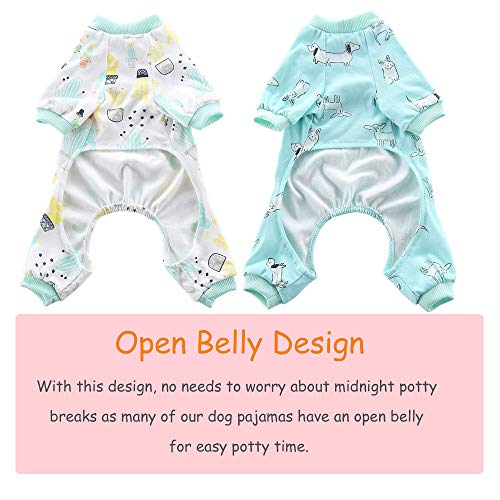 Oncpcare 2 pijamas para perro (perro + oasis) de algodón suave, ropa de noche para perro, cómoda y adorable, ropa para mascotas, pijama para perros, cachorros y gatos