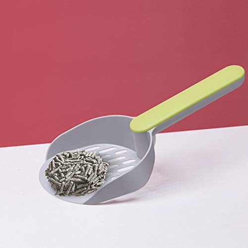 Pala para Arena para Gatos, Pala de plástico para Arena para Gatos, recogedor de heces para inodoros para Mascotas, Herramienta de Limpieza de Arena para Gatos, Gris, Blanco