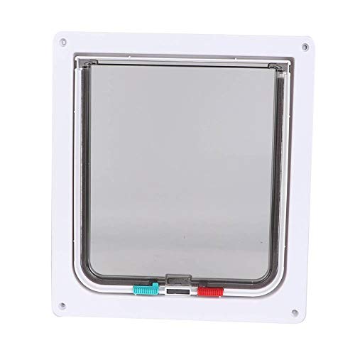 Parluna Puerta abatible Transparente acrílica Mediana para Perro, Puerta de Entrada Duradera para Mascotas, para Puerta Ventana(White)